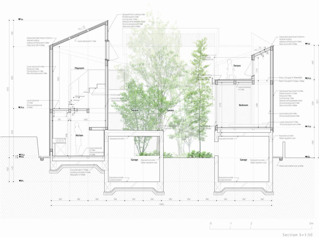 Sketsa arsitektur rumah teras