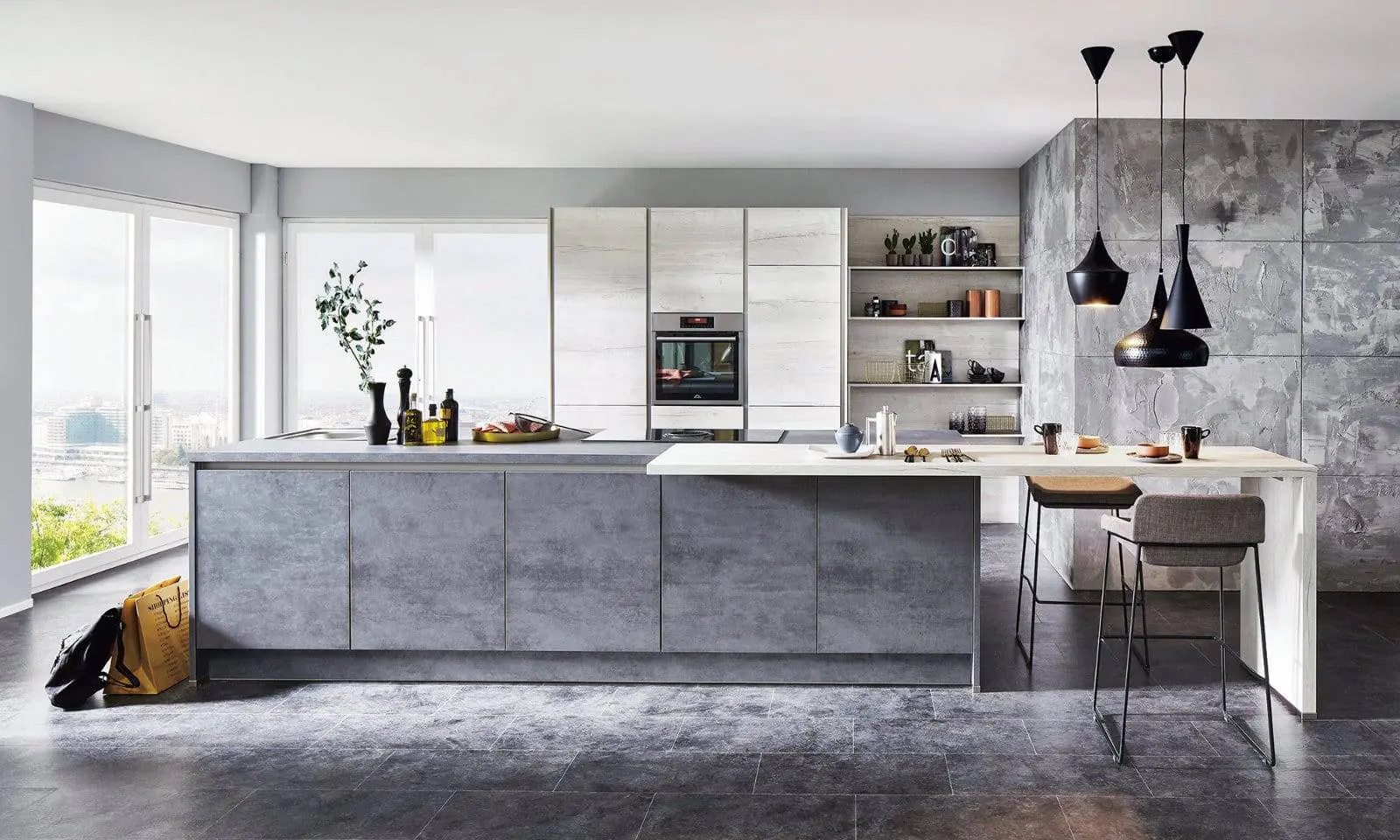 contoh dapur modern dengan kitchen set beton