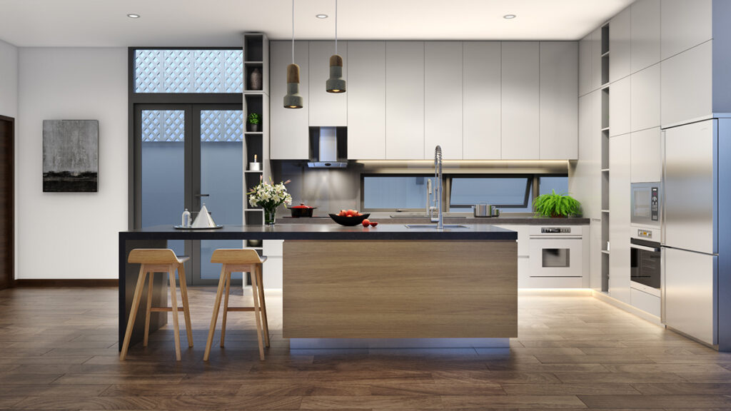 inspirasi dapur minimalis dengan kitchen set modern